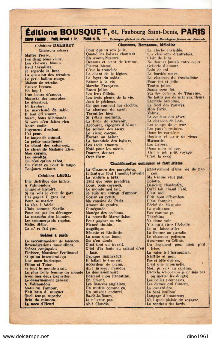 VP20.379 - PARIS - Ancienne Partition Musicale ¨ On R'veint  ¨ Paroles De L. BOUSQUET / Musique De Maurice HERMITTE - Partituren