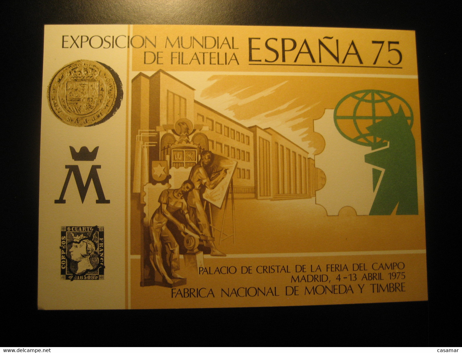 MADRID 1975 World Philatelic Exposition Big Card Proof SPAIN Document - Ensayos & Reimpresiones