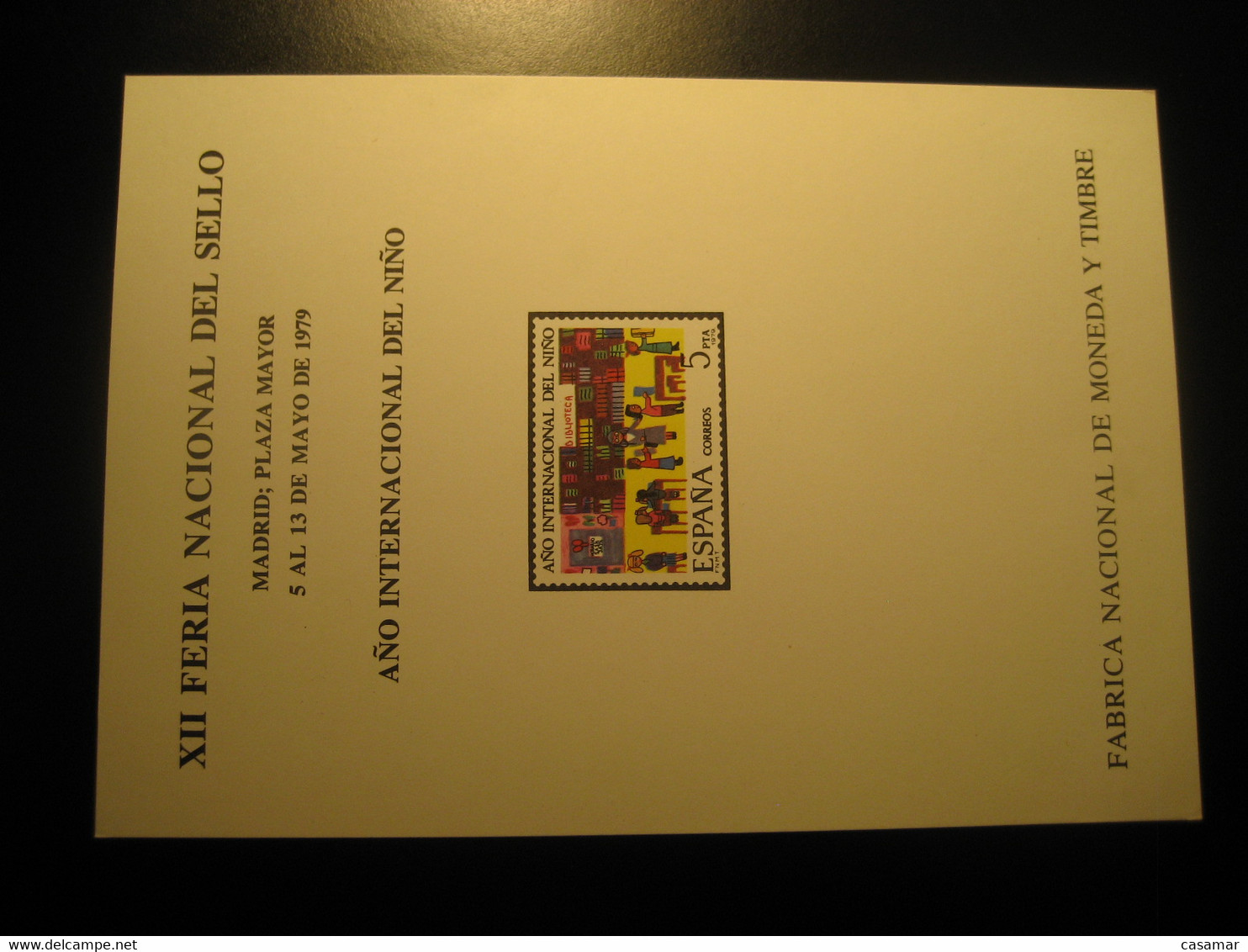 MADRID 1979 Feria Nacional Año Int. Del Niño Big Bloc Card Proof SPAIN Document - Ensayos & Reimpresiones