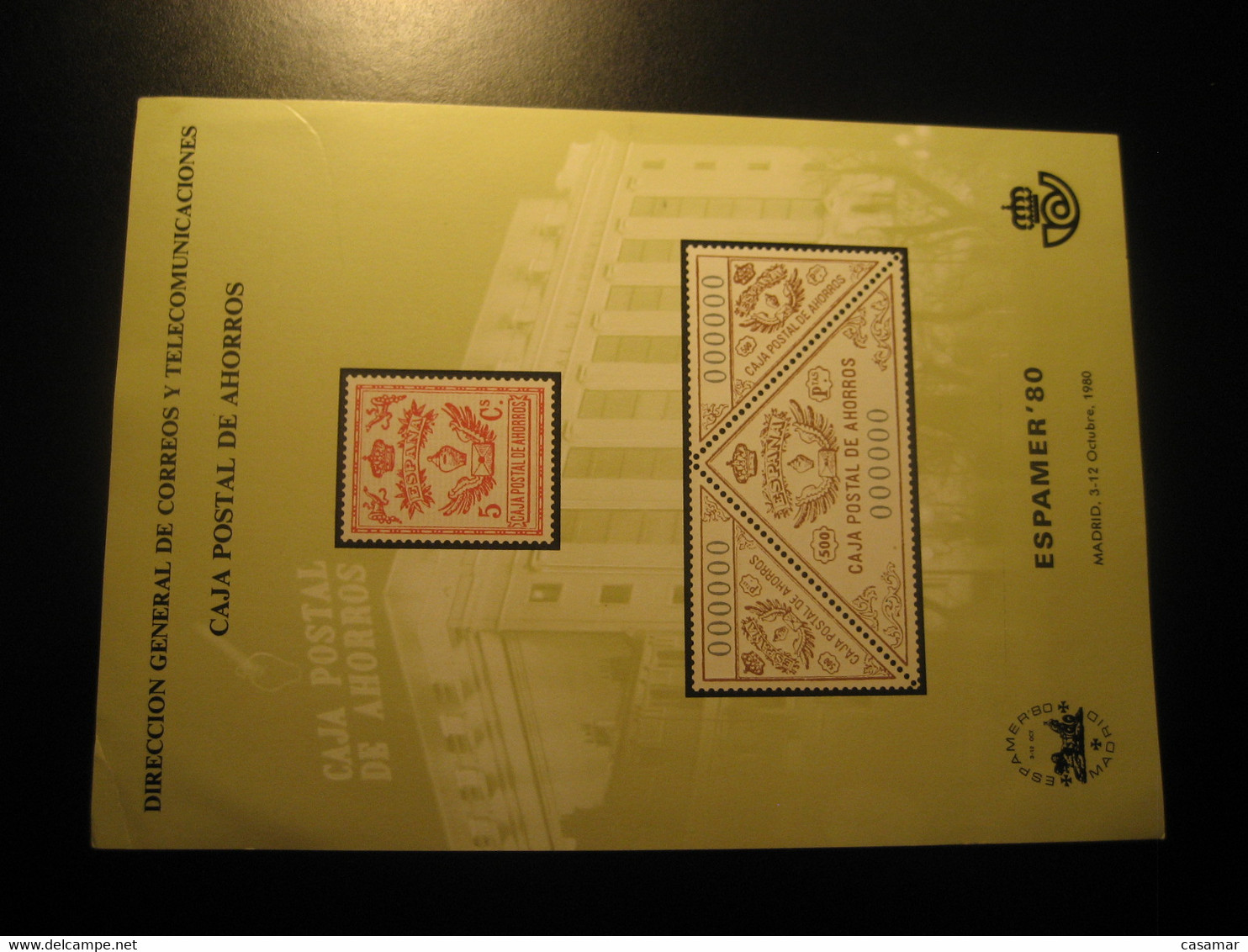 MADRID 1980 Espamer Caja Postal De Ahorros Slight Damaged Big Bloc Card Proof SPAIN Document - Ensayos & Reimpresiones