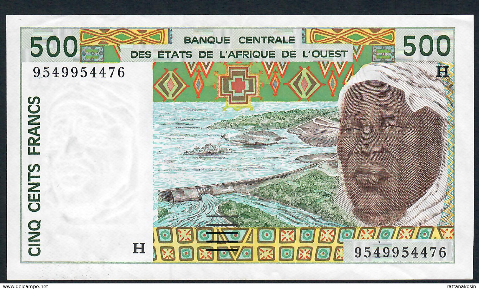 W.A.S. NIGER P610He 500 FRANCS (19)95      VF+   Central Vertical Fold - Niger