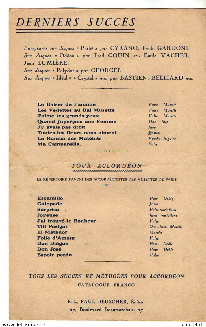 VP20.381 - PARIS - Ancienne Partition Musicale ¨ Ma Campanella ¨ Par F. GOUIN / Paroles De JERTAL / Musique De DUFAS ... - Noten & Partituren