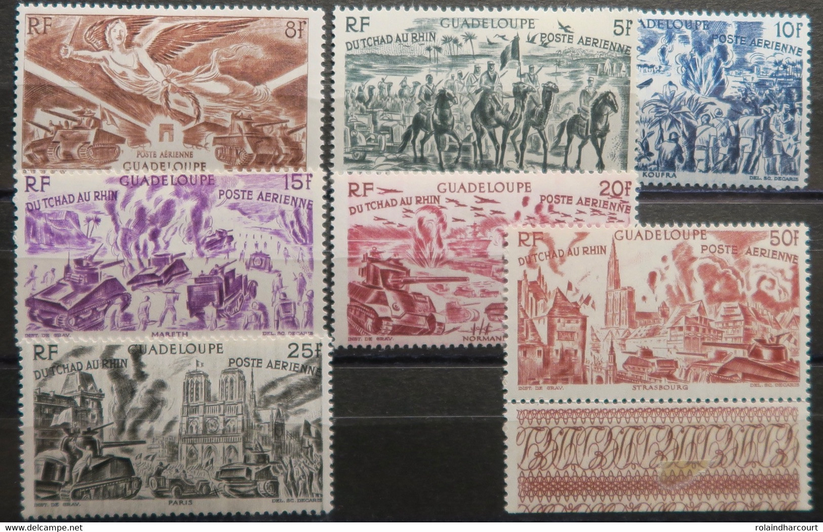 R2253/430 - 1946 - COLONIES FRANÇAISES - GUADELOUPE - POSTE AERIENNE - SERIE COMPLETE - N°6 à 12 NEUFS* - Luftpost