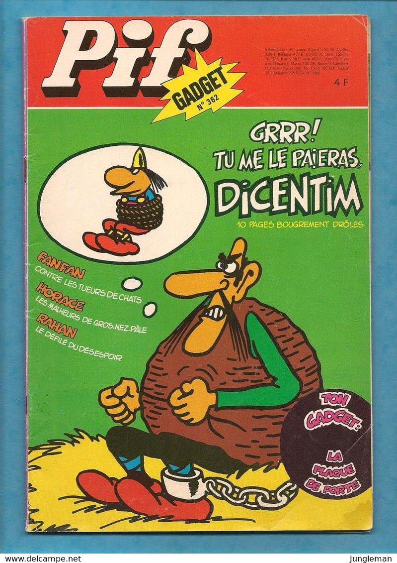 Pif Gadget N° 362 De Janvier 1976 - Avec Fanfan La Tulipe, Léo, Horace, Rahan, Le Furet, Dicentim, Ludo Détective - BE - Pif & Hercule