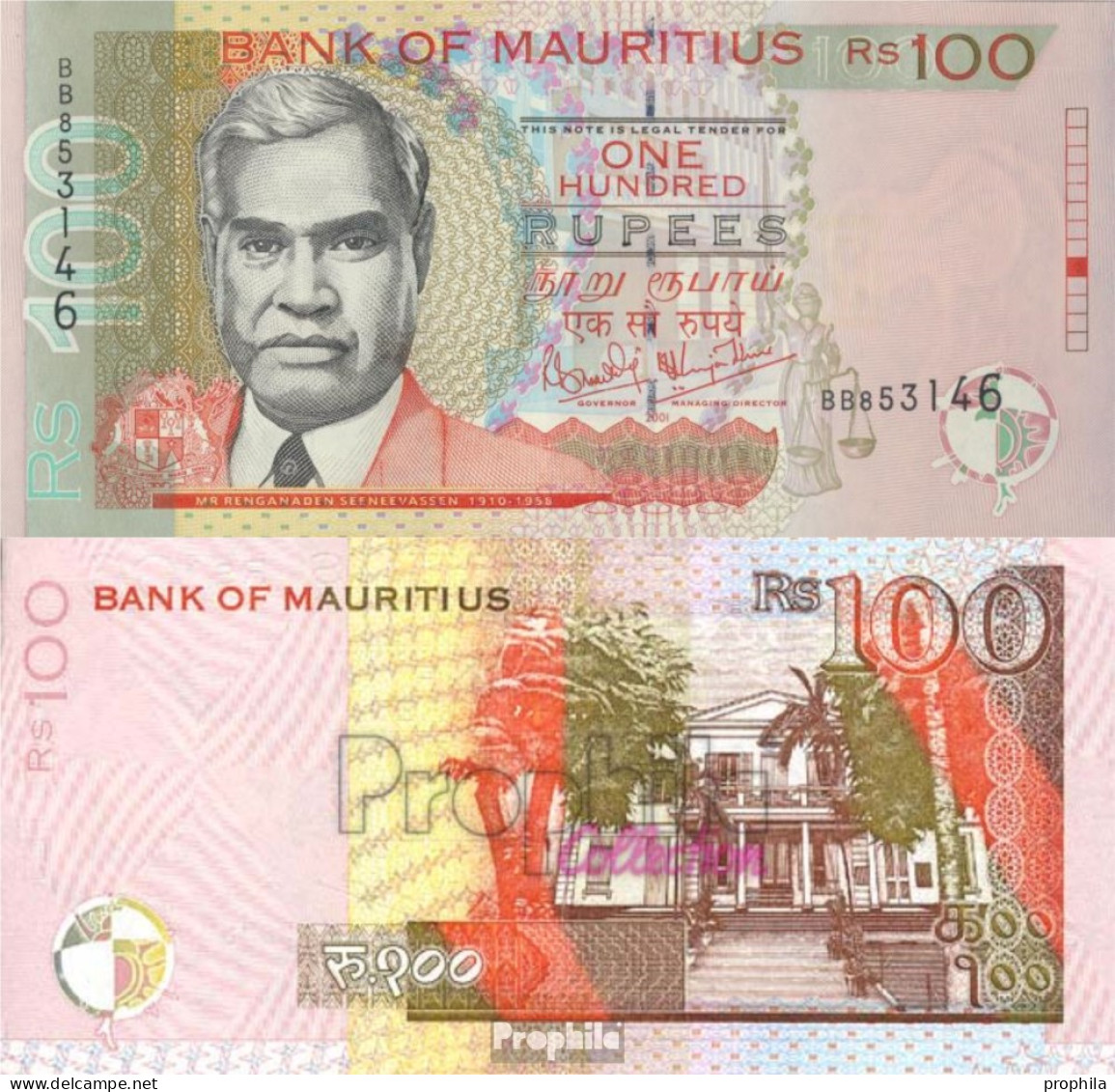 Mauritius Pick-Nr: 51b Bankfrisch 2001 100 Rupees - Maurice