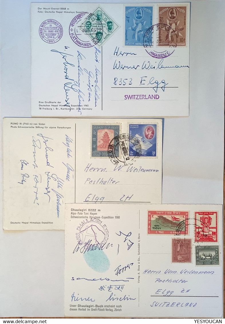 NEPAL-INDIA 1960-1965: MOUNT EVEREST HIMALAYA EXPEDITION 3DIFF ! >Schweiz (Mountaineering Alpinisme Cover Ak Cpa - Nepal