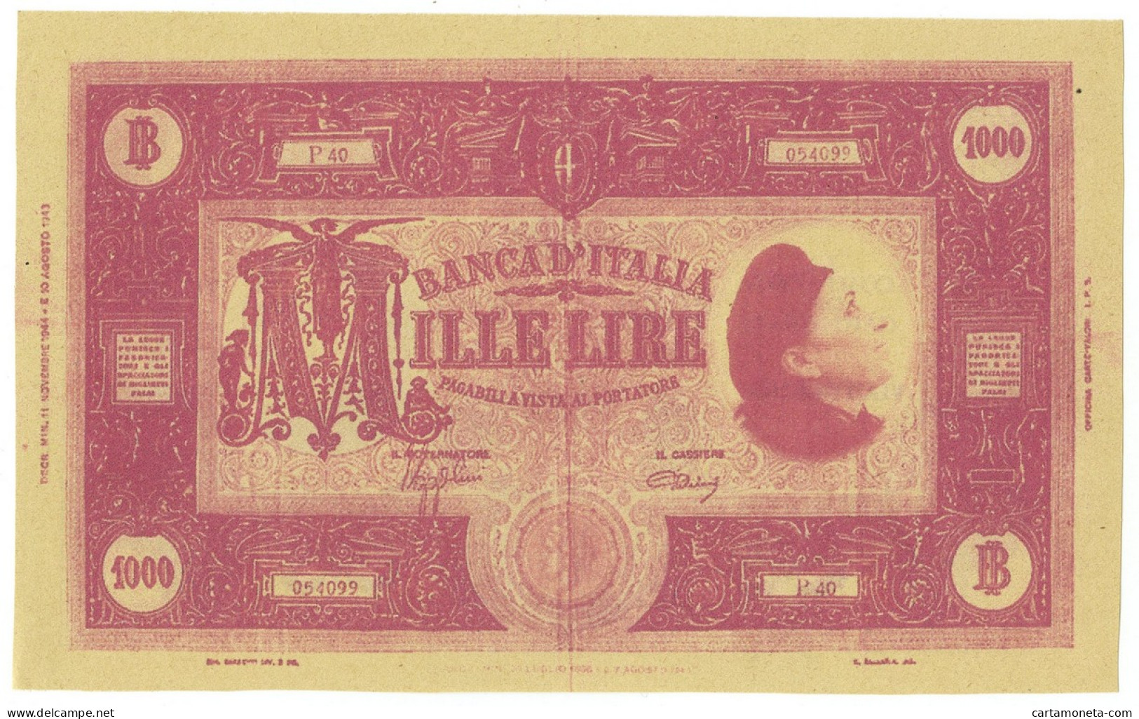 1000 LIRE BIGLIETTO PUBBLICITARIO COMPAGNIA DEL CARNEVALE VIARUGGINE SUP - [ 7] Errors & Varieties