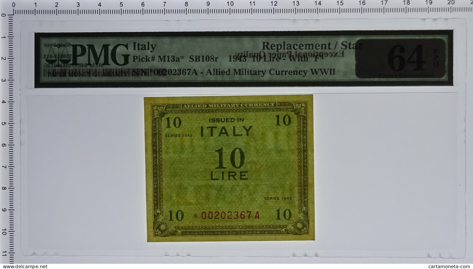 10 LIRE OCCUPAZIONE AMERICANA IN ITALIA MONOLINGUA ASTERISCO 1943 QFDS - 2. WK - Alliierte Besatzung