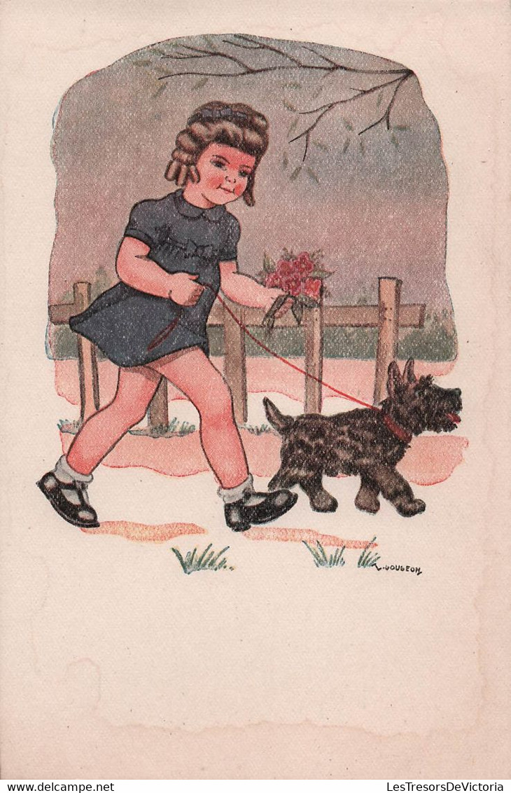 CPA Illustrateur - Gougeon - Petite Fille Et Son Chien Caniche - G H Paris - Gougeon