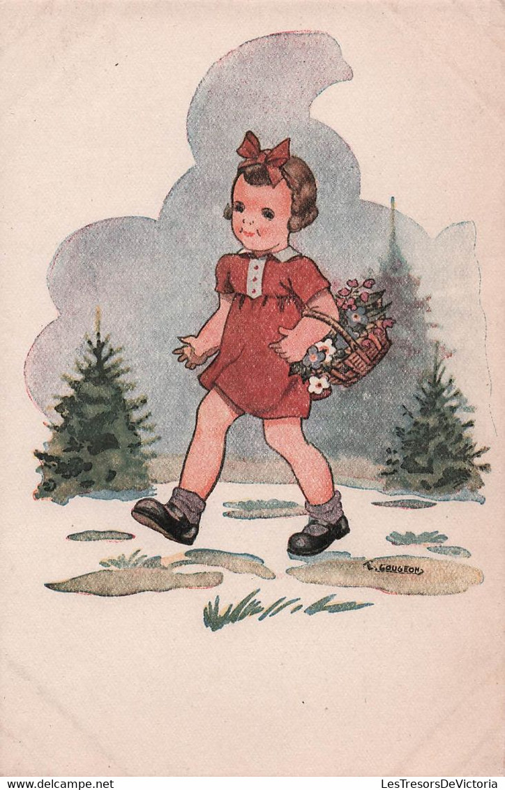 CPA Illustrateur - Gougeon - Petite Fille Avec Un Panier De Fleurs - G H Paris - Gougeon