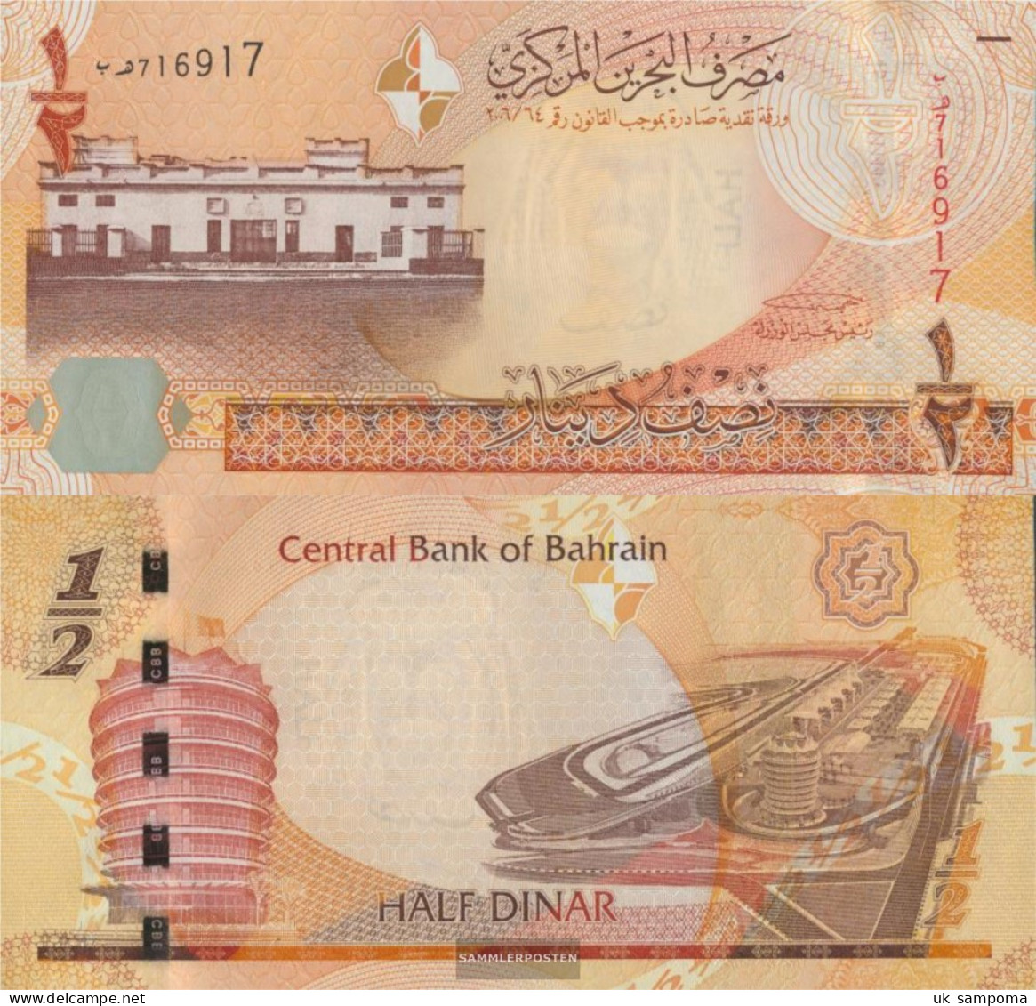 Bahrain Pick-number: 25 Uncirculated 2006 1/2 Dinar - Bahreïn