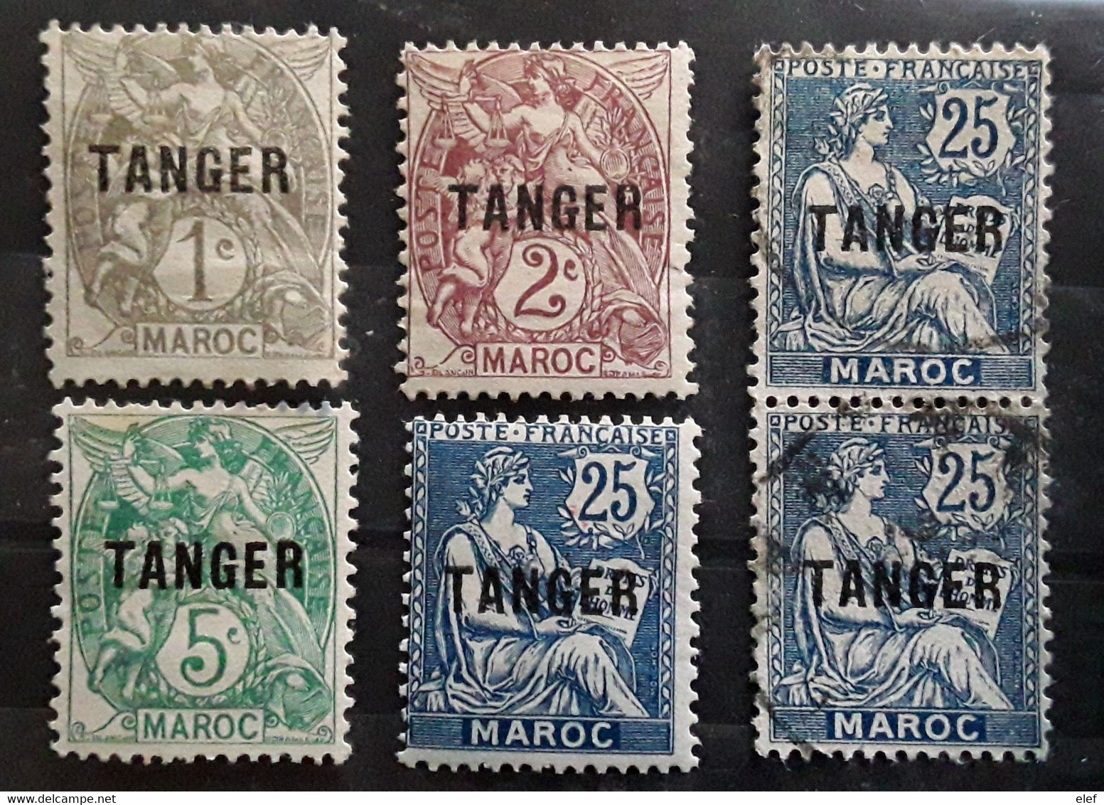 MAROC 1918 - 1824, Lot De 6 Timbres Surchargés TANGER Neufs / Obl Dont Une Paire Yvert 80 A,81,83,89 ,TB - Andere & Zonder Classificatie