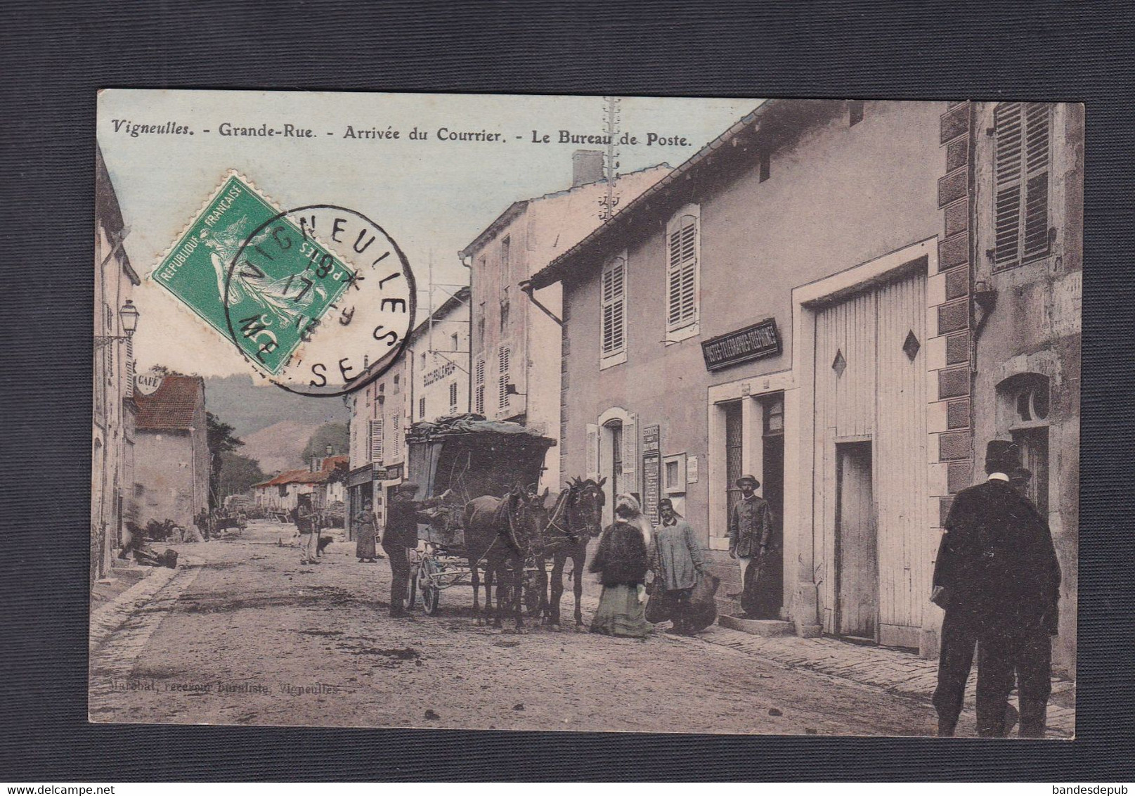 Vigneulles ( Les Hattonchatel 55) Grande Rue Arrivee Du Courrier Bureau De Poste ( Colorisée Marchal Buraliste  52894) - Vigneulles Les Hattonchatel