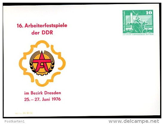 DDR PP16 D2/016 Privat-Postkarte ARBEITERFESTSPIELE Dresden 1976  NGK 3,00 € - Privatpostkarten - Ungebraucht