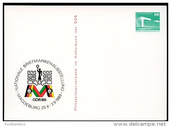 DDR PP18 D2/025a Privat-Postkarte AUSSTELLUNG Magdeburg 1989  NGK 3,00 € - Cartoline Private - Nuovi