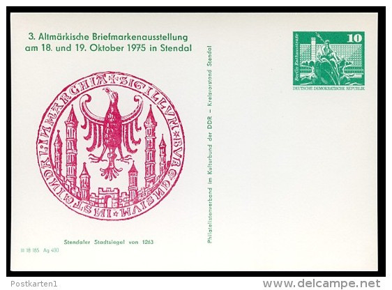 DDR PP16 D2/058 Privat-Postkarte AUSSTELLUNG  STADTSIEGEL STENDAL 1975 NGK 3,00 € - Cartes Postales Privées - Neuves