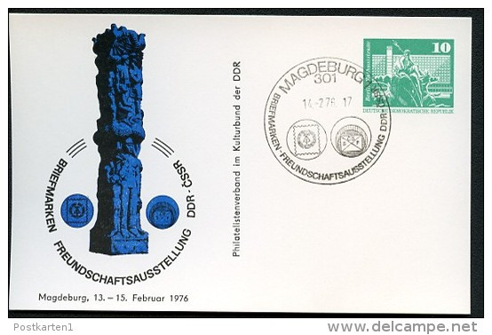 DDR PP16 D2/041 Privat-Postkarte STELE VÖLKERFREUNDSCHAFT Magdeburg Sost. 1976  NGK 4,00 € - Postales Privados - Usados