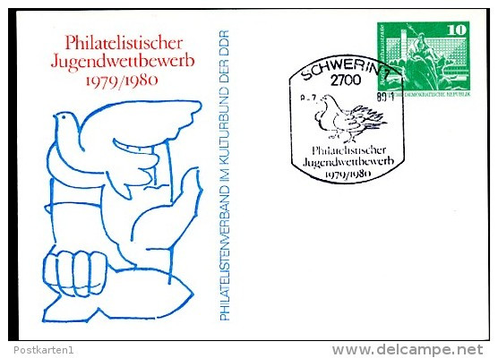 DDR PP16 C1/011a Privat-Postkarte TAUBE Schwerin Sost.1980  BGK 8,00 € - Cartes Postales Privées - Oblitérées