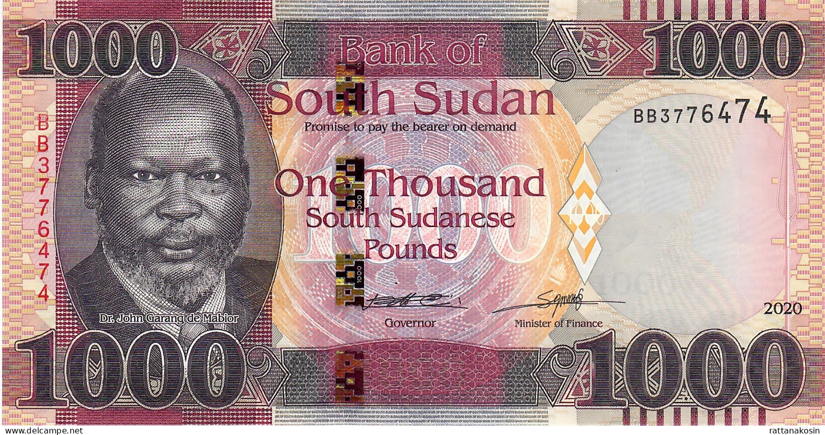 SOUTH SUDAN NLP  1000 POUNDS 2020 Signature 6  #BB    UNC. - Sudan Del Sud