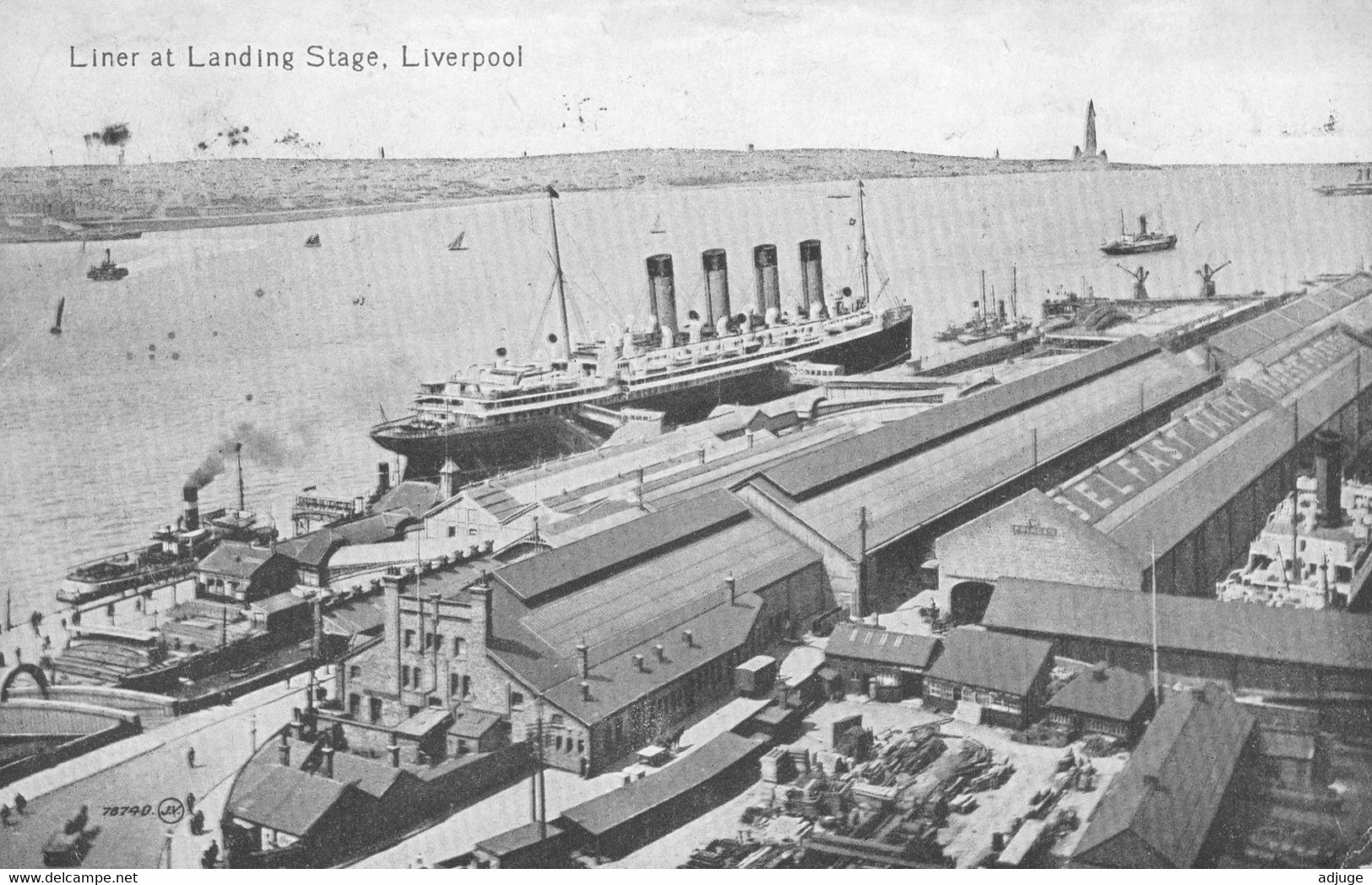 AOC- LIVERPOOL _ Liner At Landing Stage - Valentines Series _Oblitération 1910 DERBY *Scan Recto/verso - Liverpool
