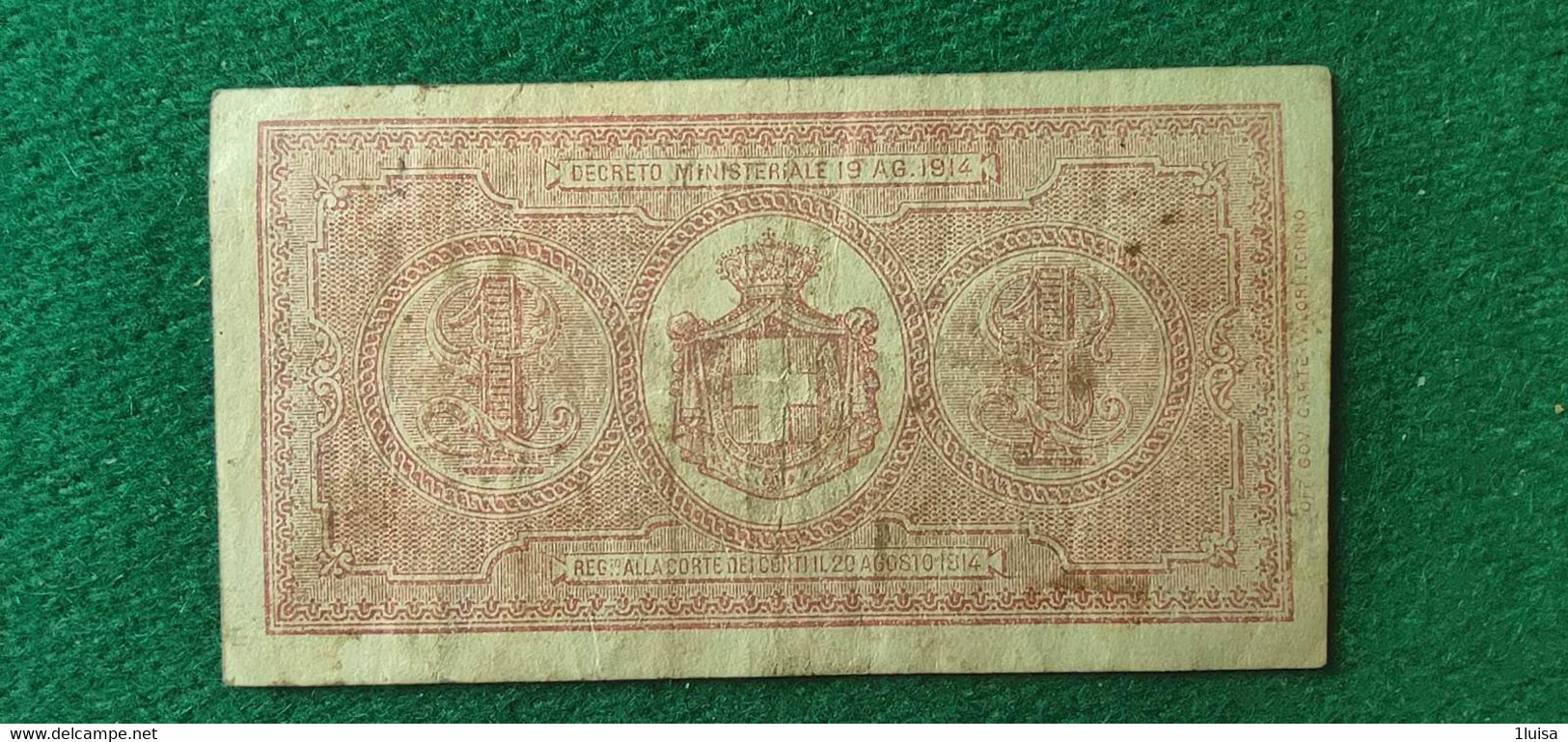 Italia  1 Lira 19/8/1914 - Italia – 1 Lira