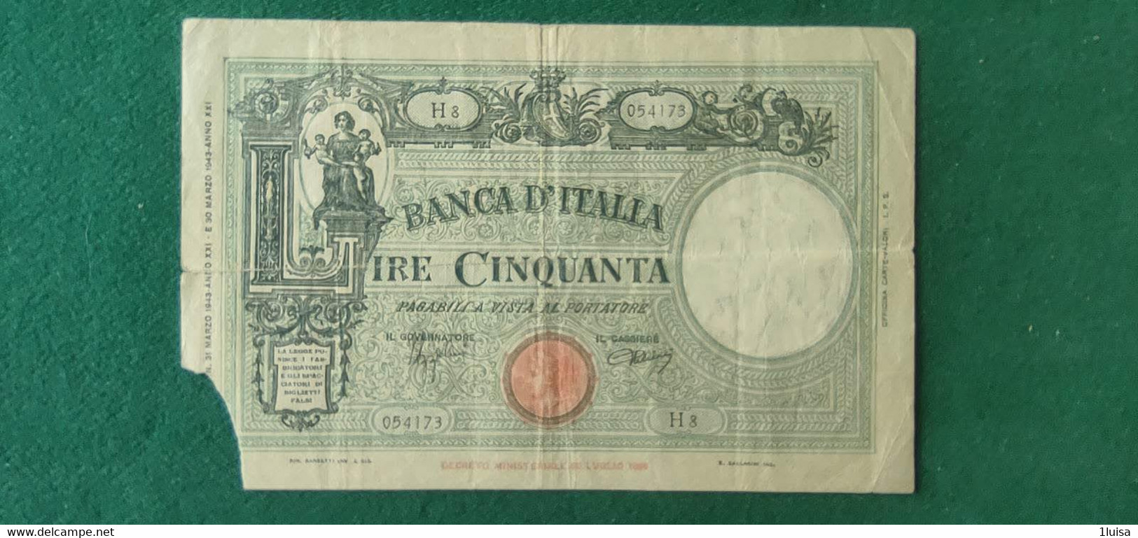 Italia 50 Lire 31/3/1943 - 50 Lire