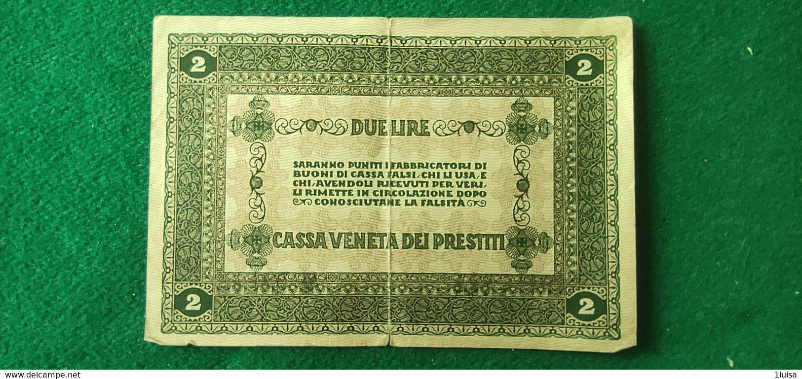 Italia Cassa Veneta 1918 2 Lire - Ocupación Austriaca De Venecia