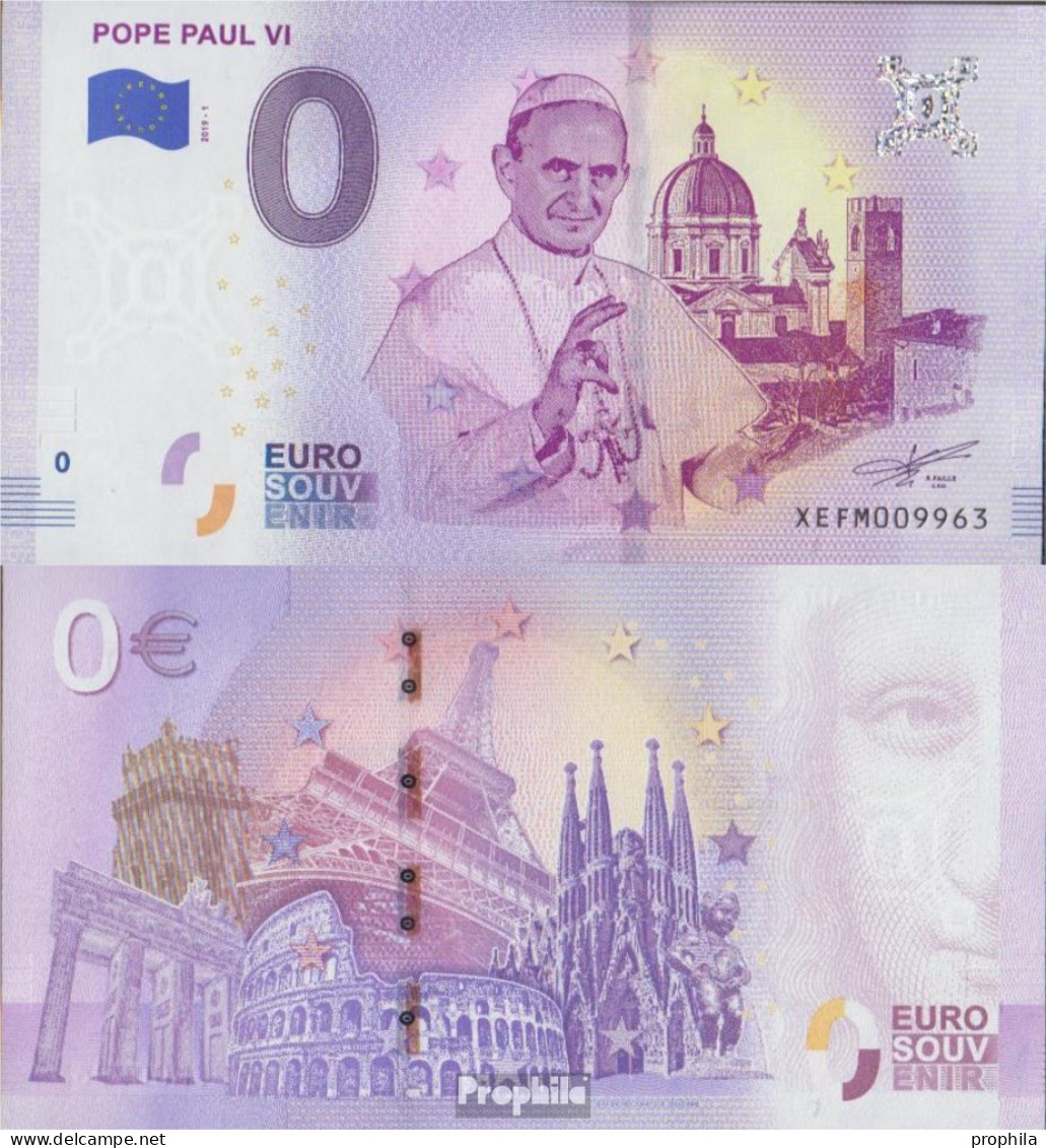Vatikanstadt Souvenirschein Papst Paul VI. Bankfrisch 2019 0 Euro Papst Paul VI. - Vaticano