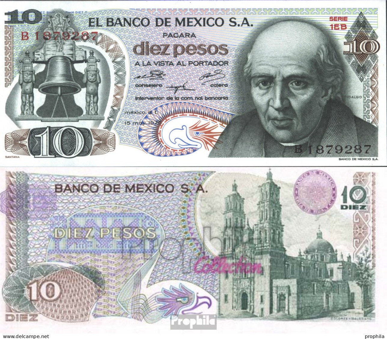 Mexiko Pick-Nr: 63h Bankfrisch 1975 10 Pesos - Mexico