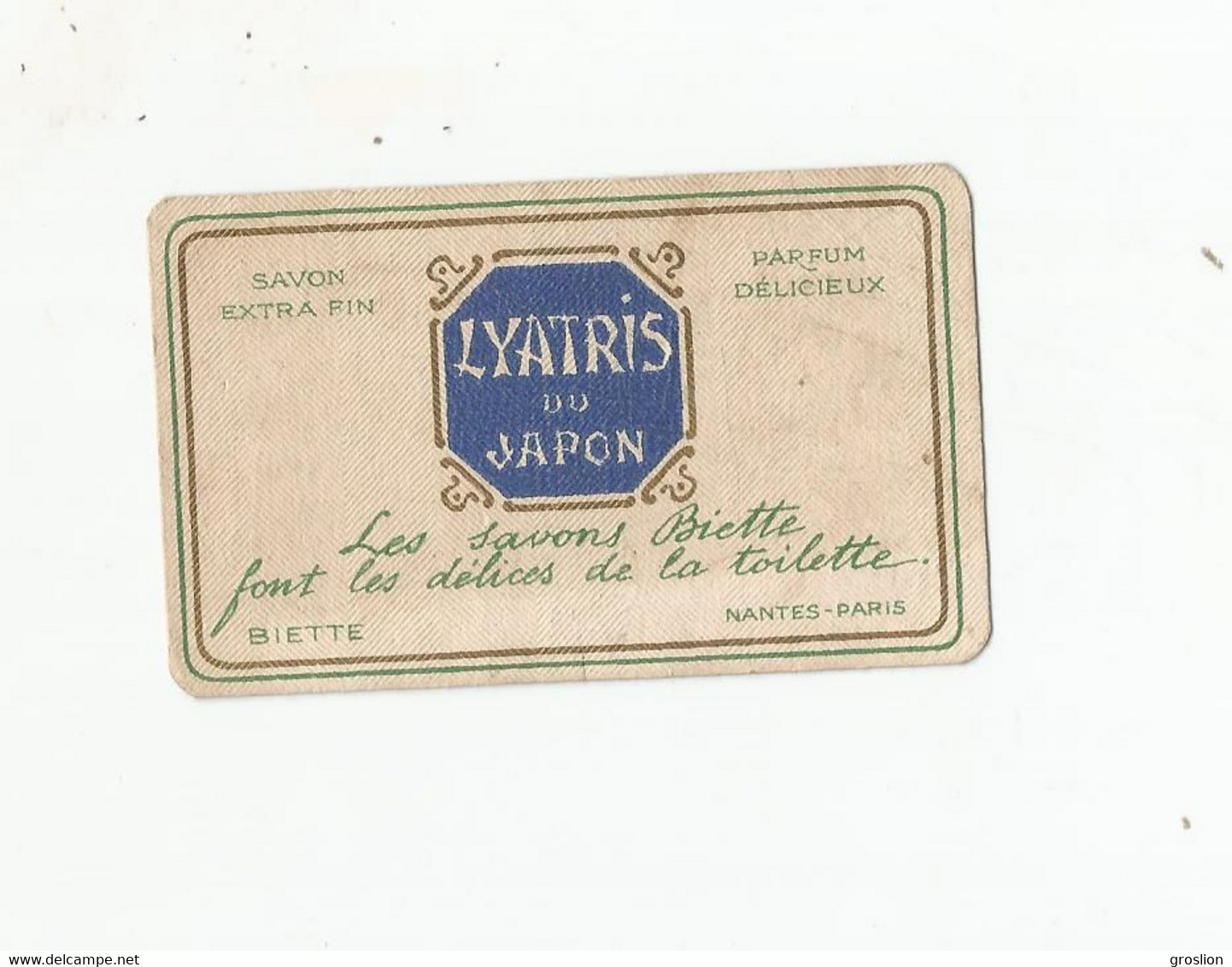 CARTE PARFUMEE ANCIENNE LYATRIS DU JAPON DE BIETTE NANTES PARIS - Profumeria Antica (fino Al 1960)