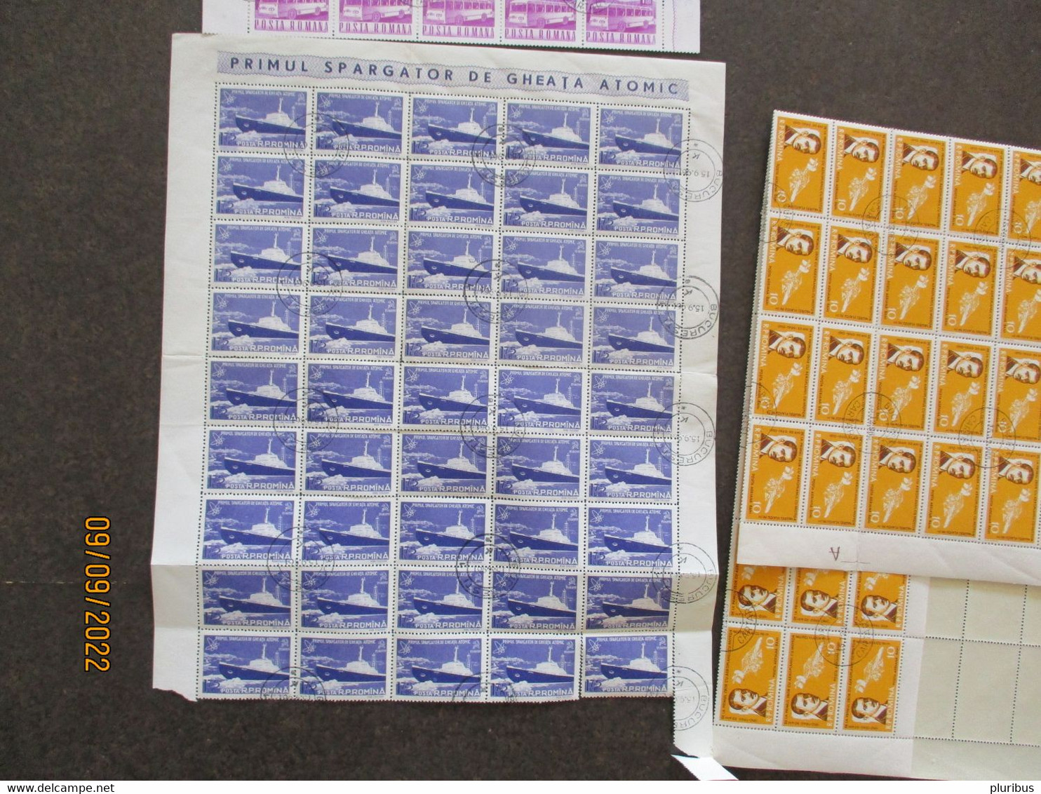 ROMANIA SHEETS AND PARTS OF SHEETS OF OLD STAMPS, ICE BREAKER LENIN AND MANY MORE - Full Sheets & Multiples