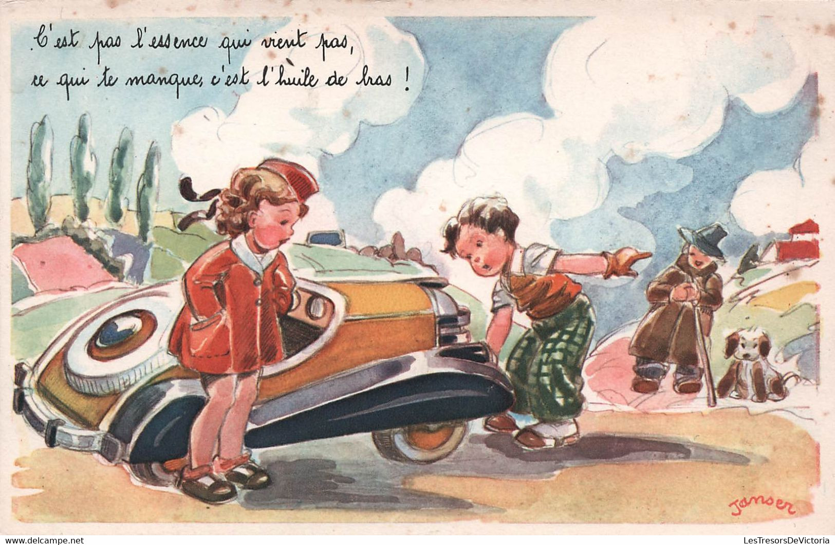 CPA Illustrateur Janser - Humour - Voiture - Essence - Huile De Bras - Ed Superluxe Paris - Janser