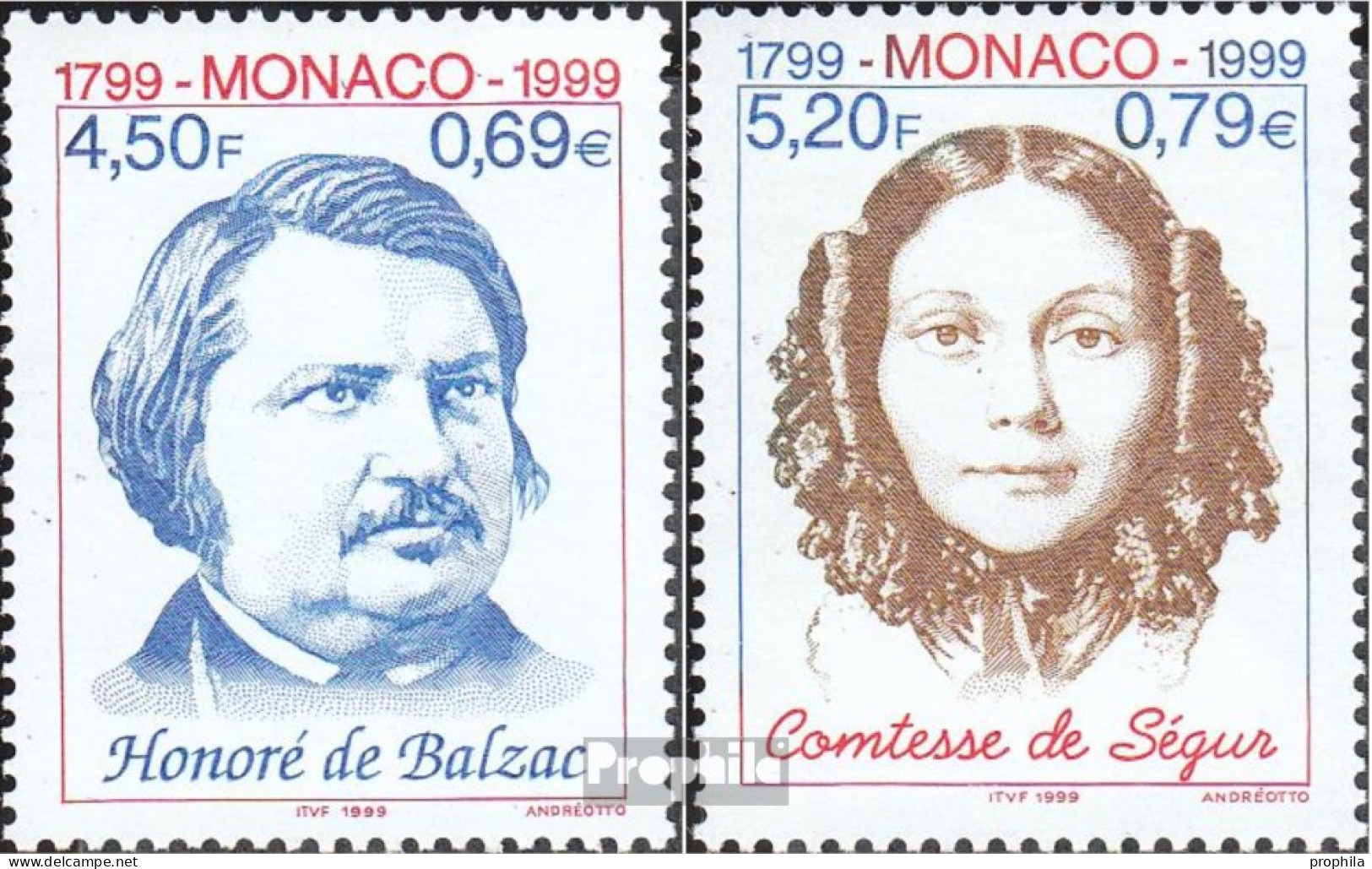 Monaco 2461-2462 (kompl.Ausg.) Postfrisch 1999 Honore De Balzac - Neufs