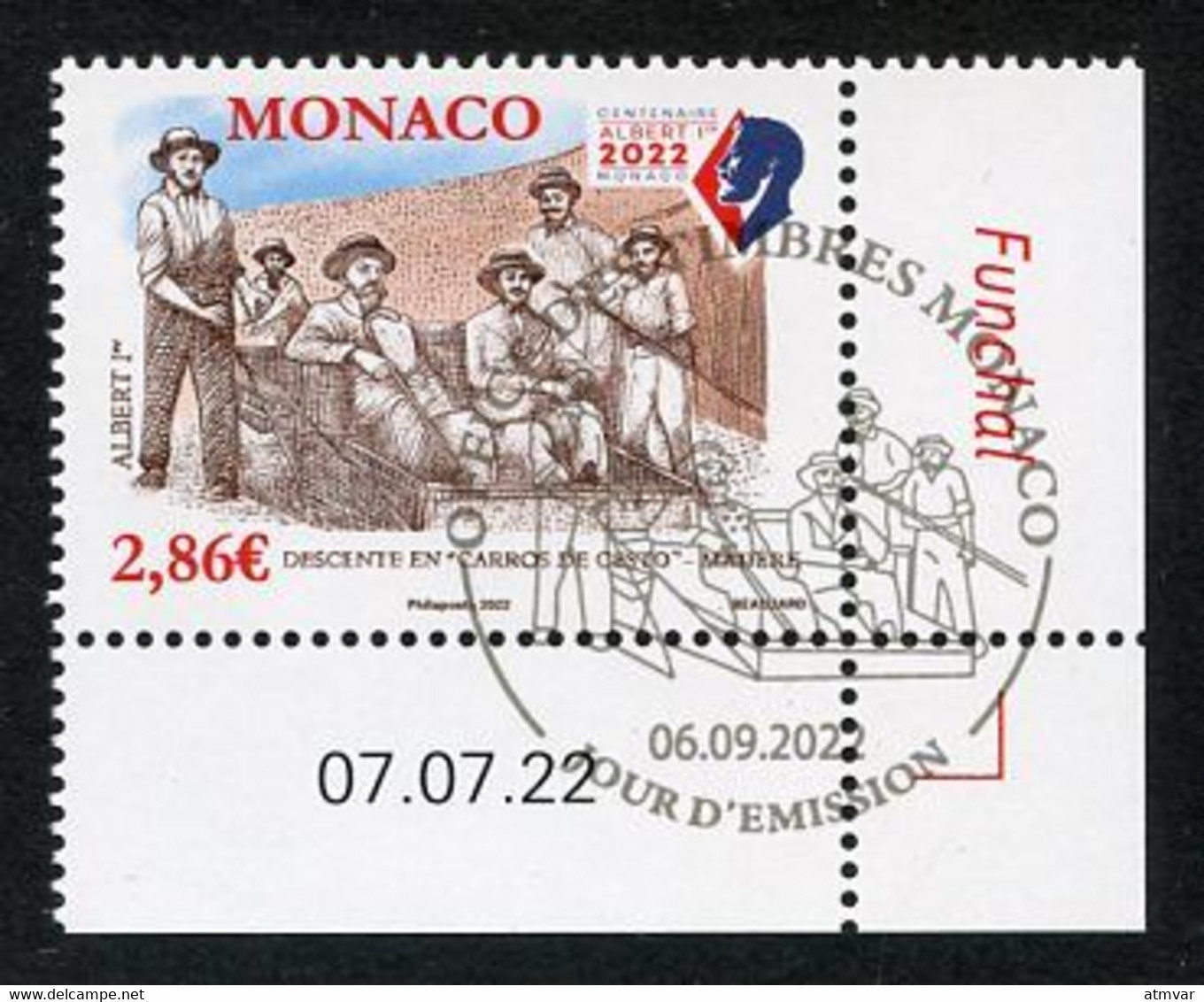 MONACO (2022) Albert 1er Madère Madeira Funchal, Descente En Carros De Cesto - Coin Daté - Usati