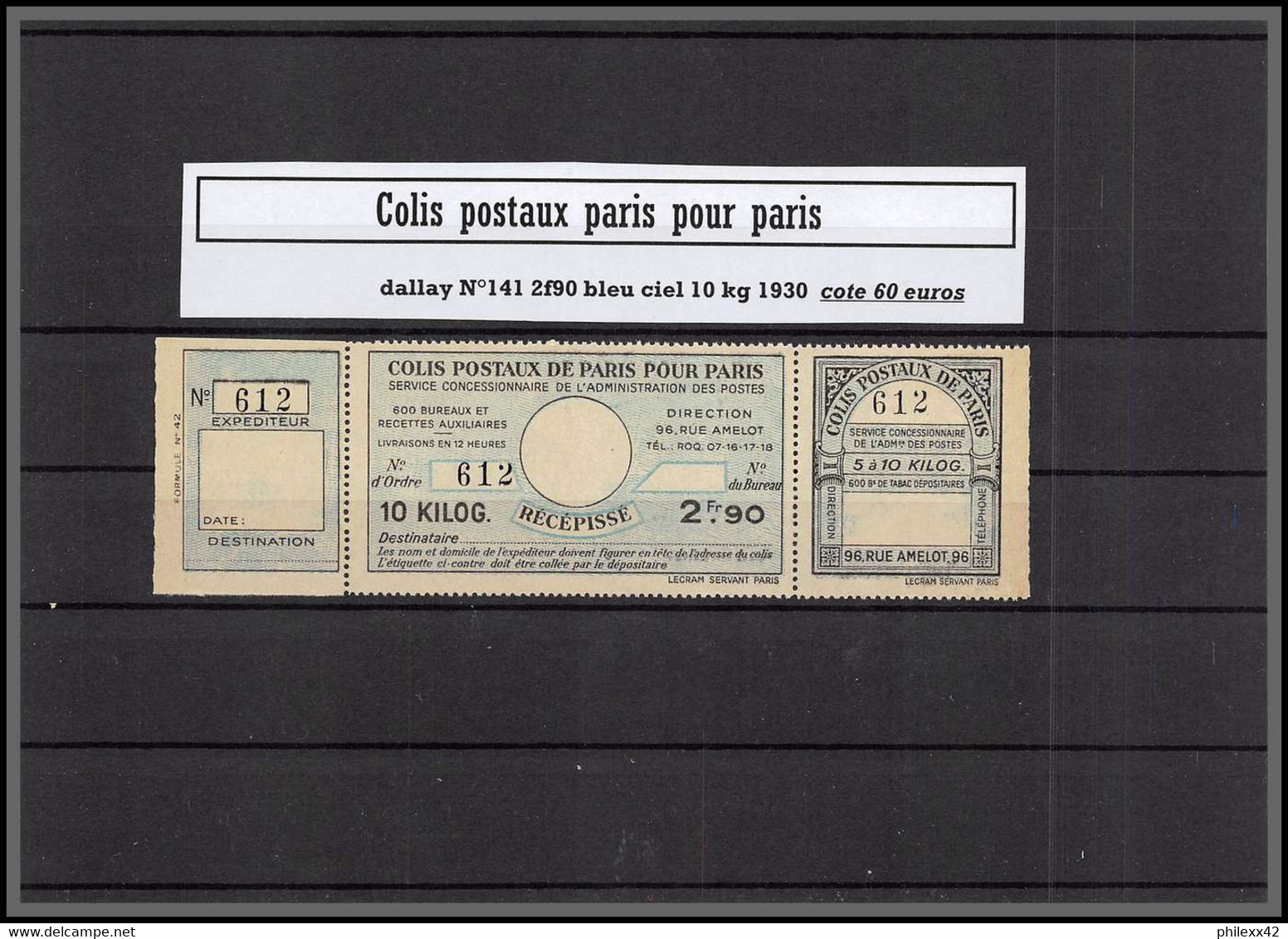 Départ 1 Euro Collection Lot 1c - Colis Postaux Paris  Cote + 700 Euros Dont Bonnes Valeurs Tous Differents 1890/1940 - Collections