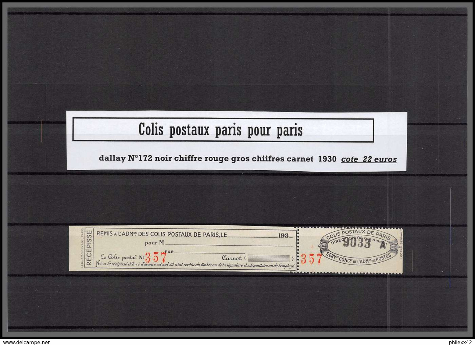 Départ 1 Euro Collection Lot 1c - Colis Postaux Paris  Cote + 700 Euros Dont Bonnes Valeurs Tous Differents 1890/1940 - Collections