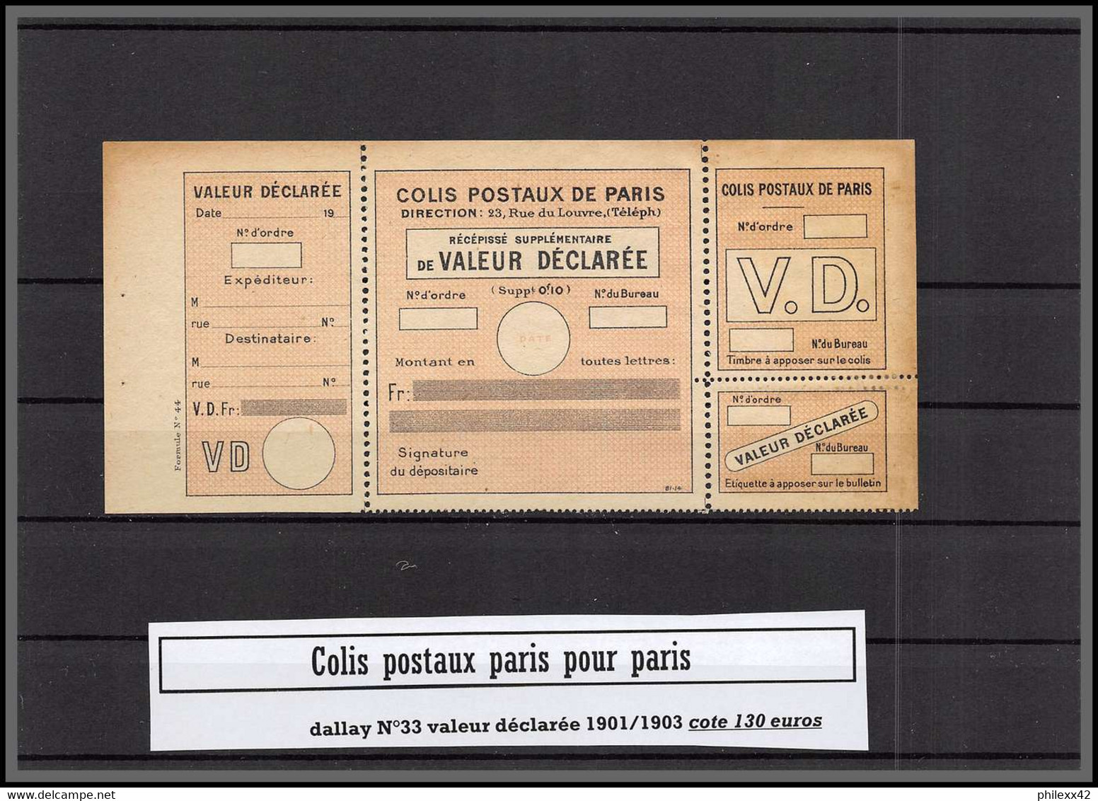 départ 1 euro Collection lot 1c - Colis postaux paris  cote + 700 euros dont bonnes valeurs tous differents 1890/1940