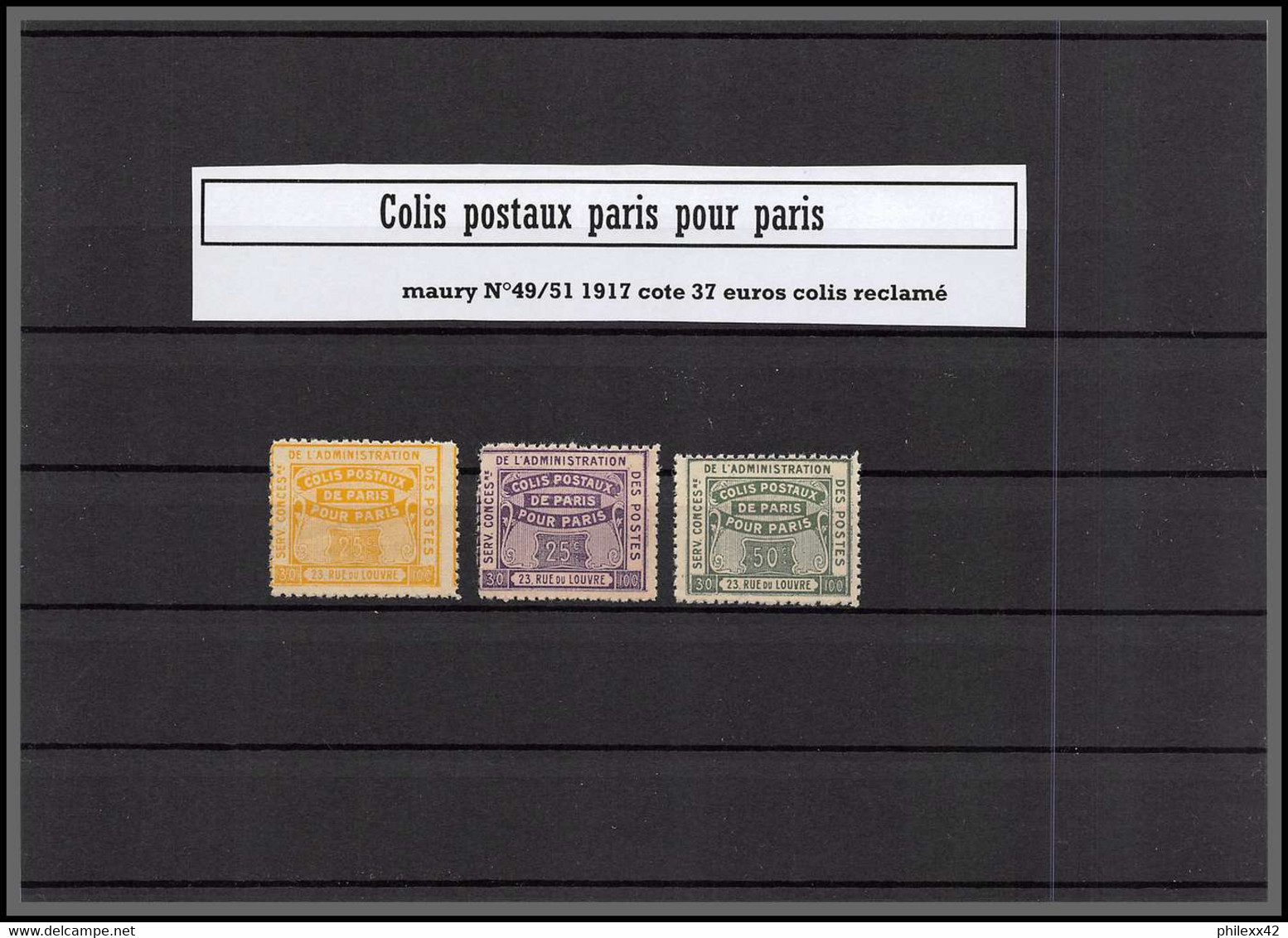 départ 1 euros - Collection lot 2b Colis postaux paris cote 686 euros dont bonnes valeurs tous differents 1890/1940