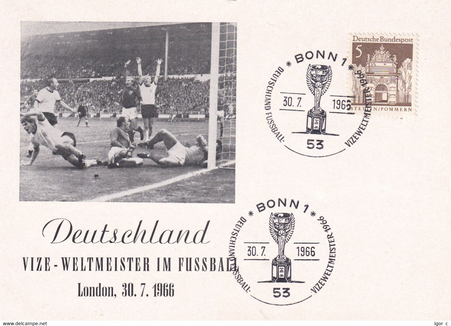 Germany 1966 Card; Football Fussball Calcio Soccer: Fifa World Cup England: Jules Rimet Cup Germany Vizeweltmeister Team - 1966 – Angleterre