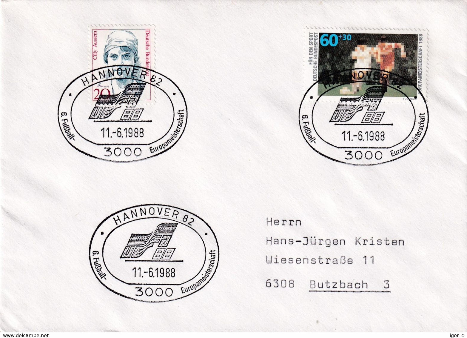 Germany 1988 Cover; Football Fussball Calcio Soccer: UEFA EURO 88; Niedersachsen Stadion Hannover: Denmark - Spain - 1966 – England