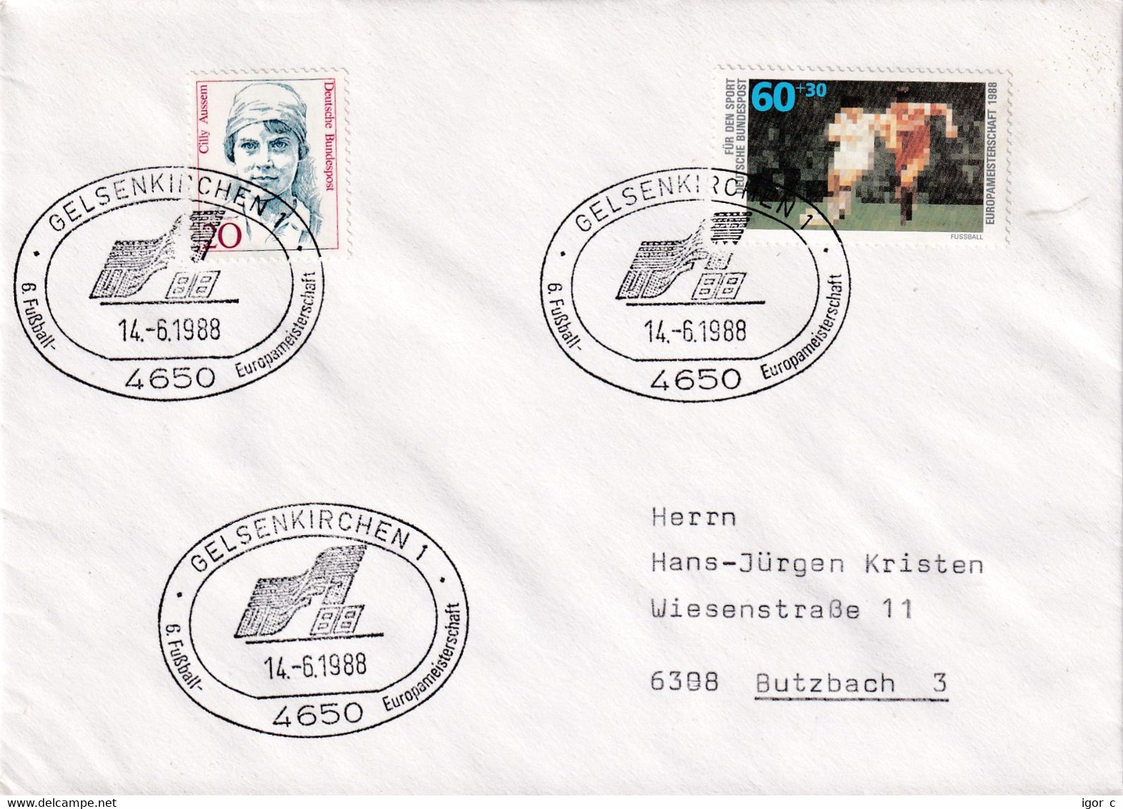 Germany 1988 Cover; Football Fussball Calcio Soccer: UEFA EURO 88; Waldstadion Frankfurt; Italy - Spain - 1966 – England