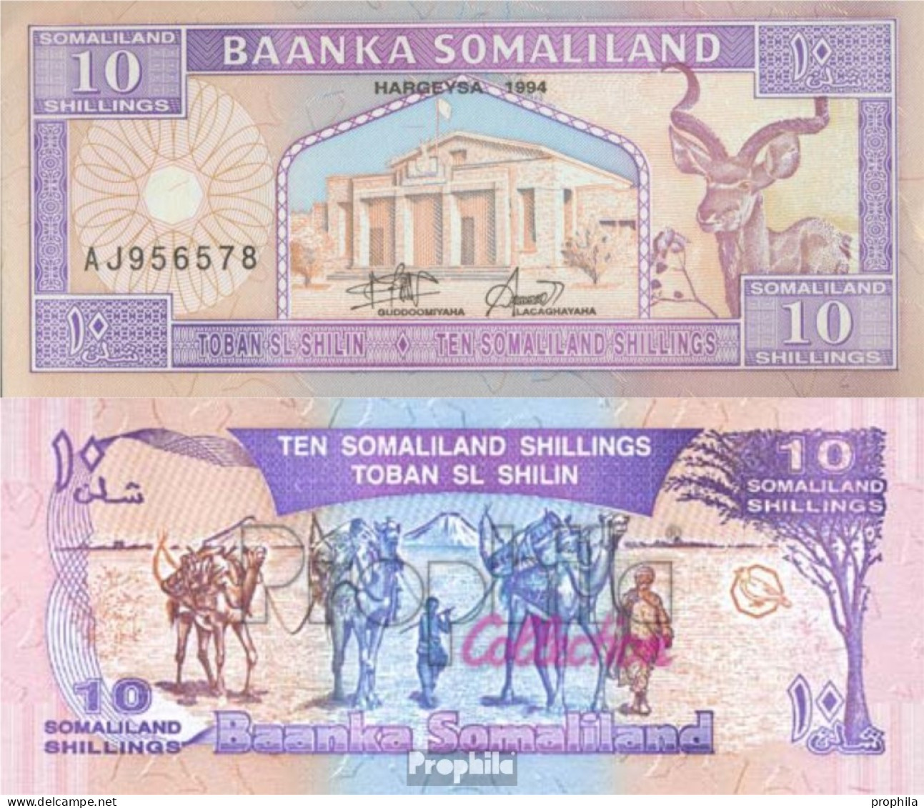 Somaliland Pick-Nr: 2a Bankfrisch 1994 10 Shillings - Somalie