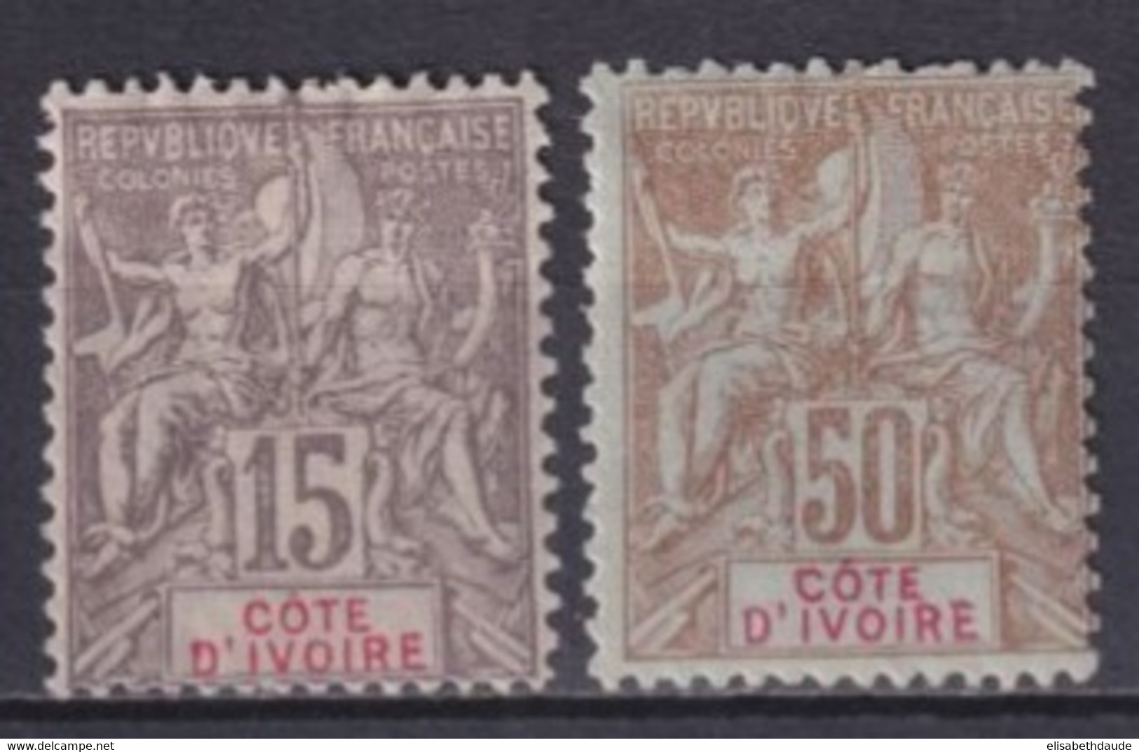 COTE D'IVOIRE - 1900 - GROUPE - YVERT N° 15+17 * MH  - COTE = 78 EUR. - - Unused Stamps