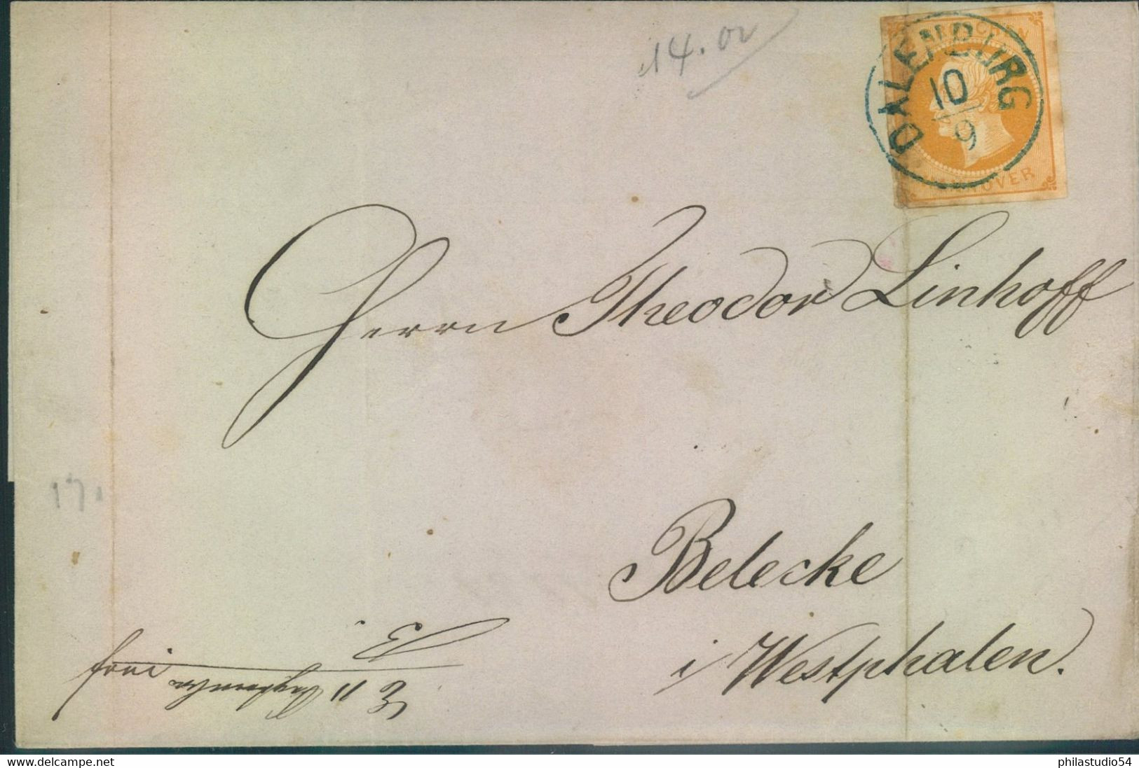 1859, "DALENBURG", Sehr Seltener Hannoverstempel Auf Faltbrien Mit 3 Groscjem King Geirg V. Bitte Ansegen - Hanovre
