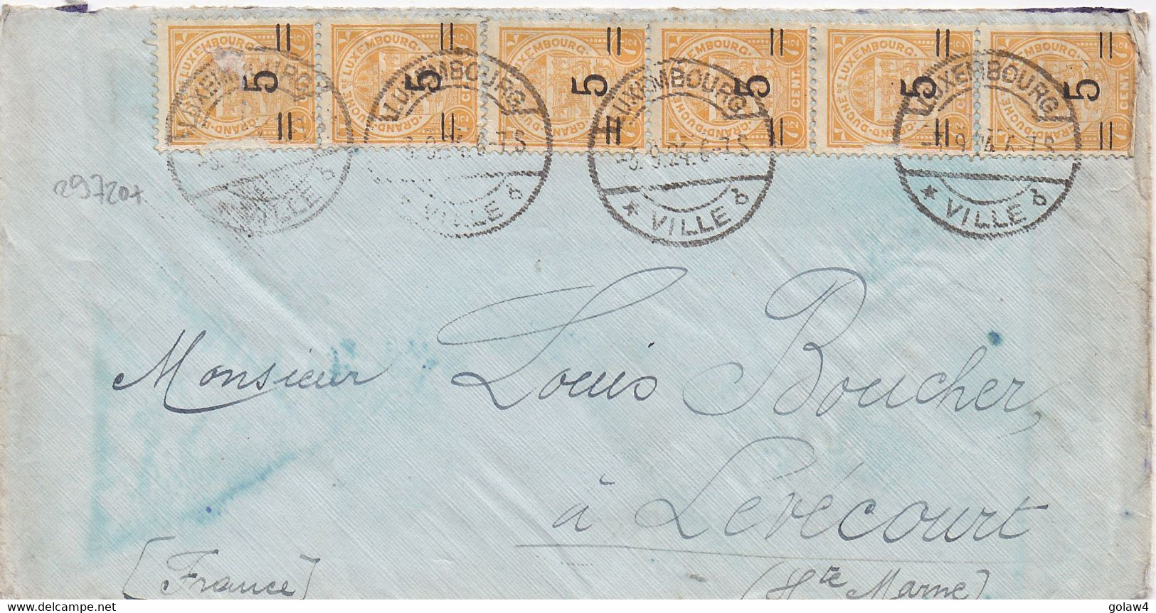 29720# BEL AFRANCHISSEMENT LETTRE Obl LUXEMBOURG VILLE 1924 Pour LEVECOURT HAUTE MARNE - 1907-24 Ecusson