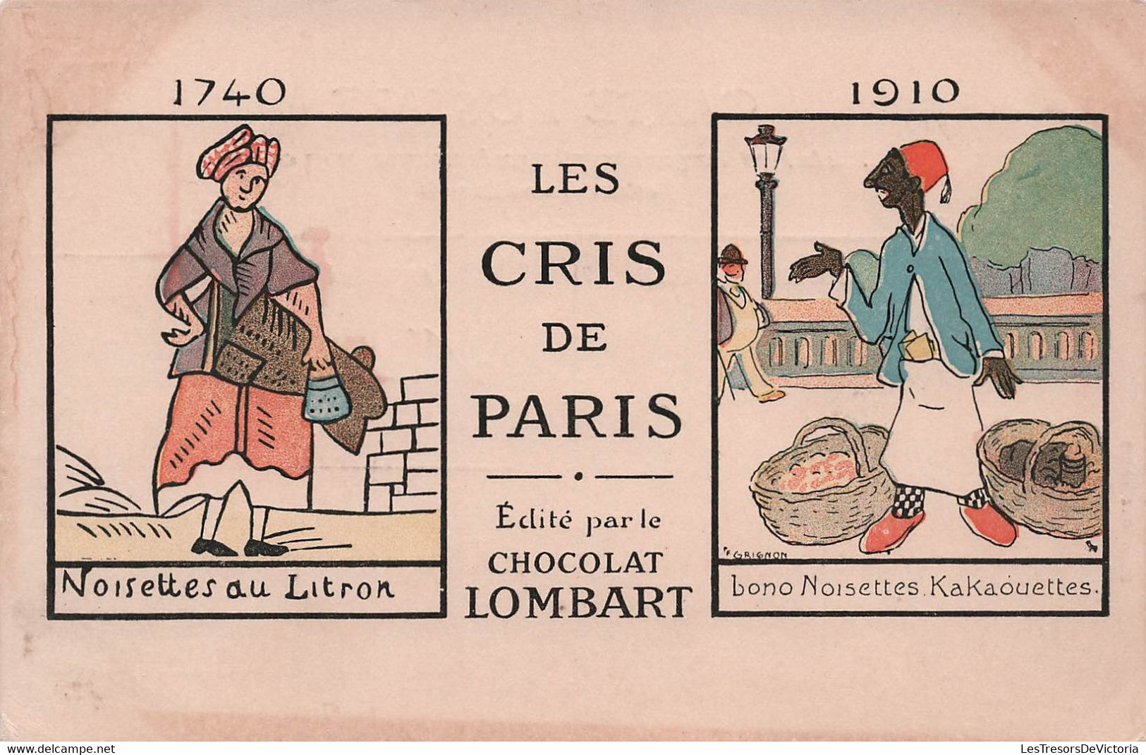CPA Chocolat Lombart - Les Cris De Paris - Noisettes Au Litron - Bono Noisettes Kakaouettes - Advertising
