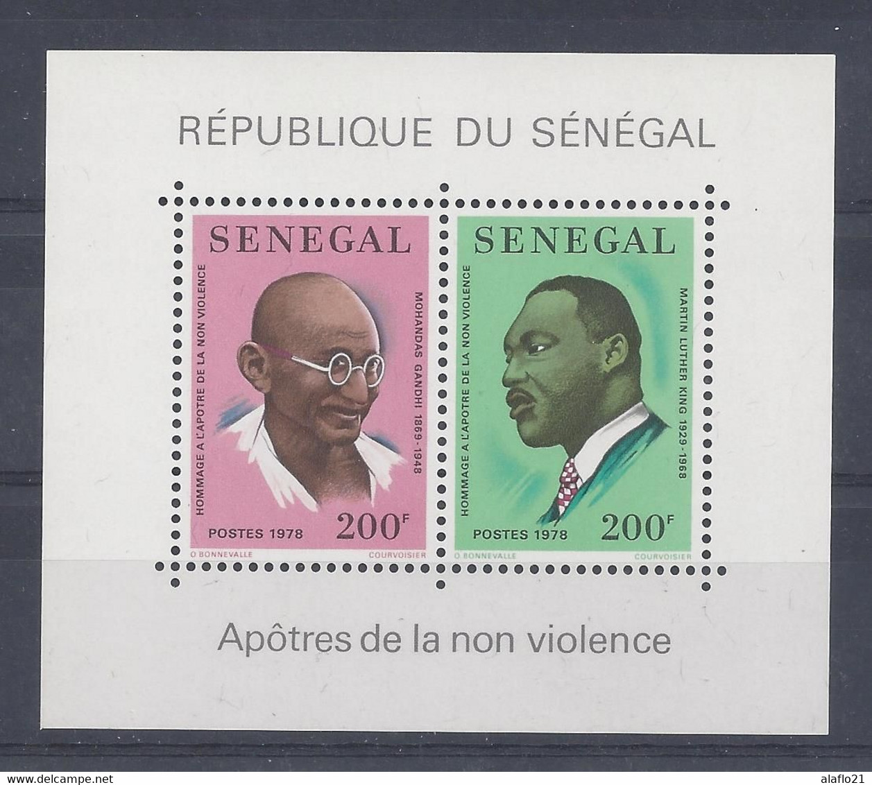 SENEGAL - Yvert BLOC N° 14 - APÔTRES De La NON VIOLENCE - GANDHI - LUTHER KING - NEUFS** - Senegal (1960-...)