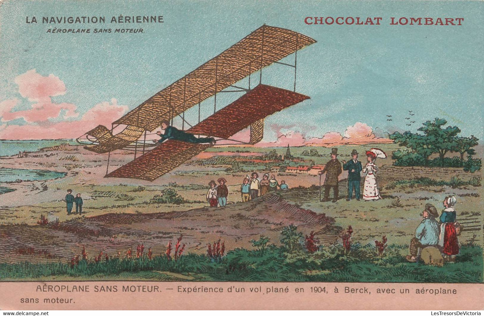 CPA Chocolat Lombart - La Navigation Aerienne - Aeroplane Sans Moteur - Advertising