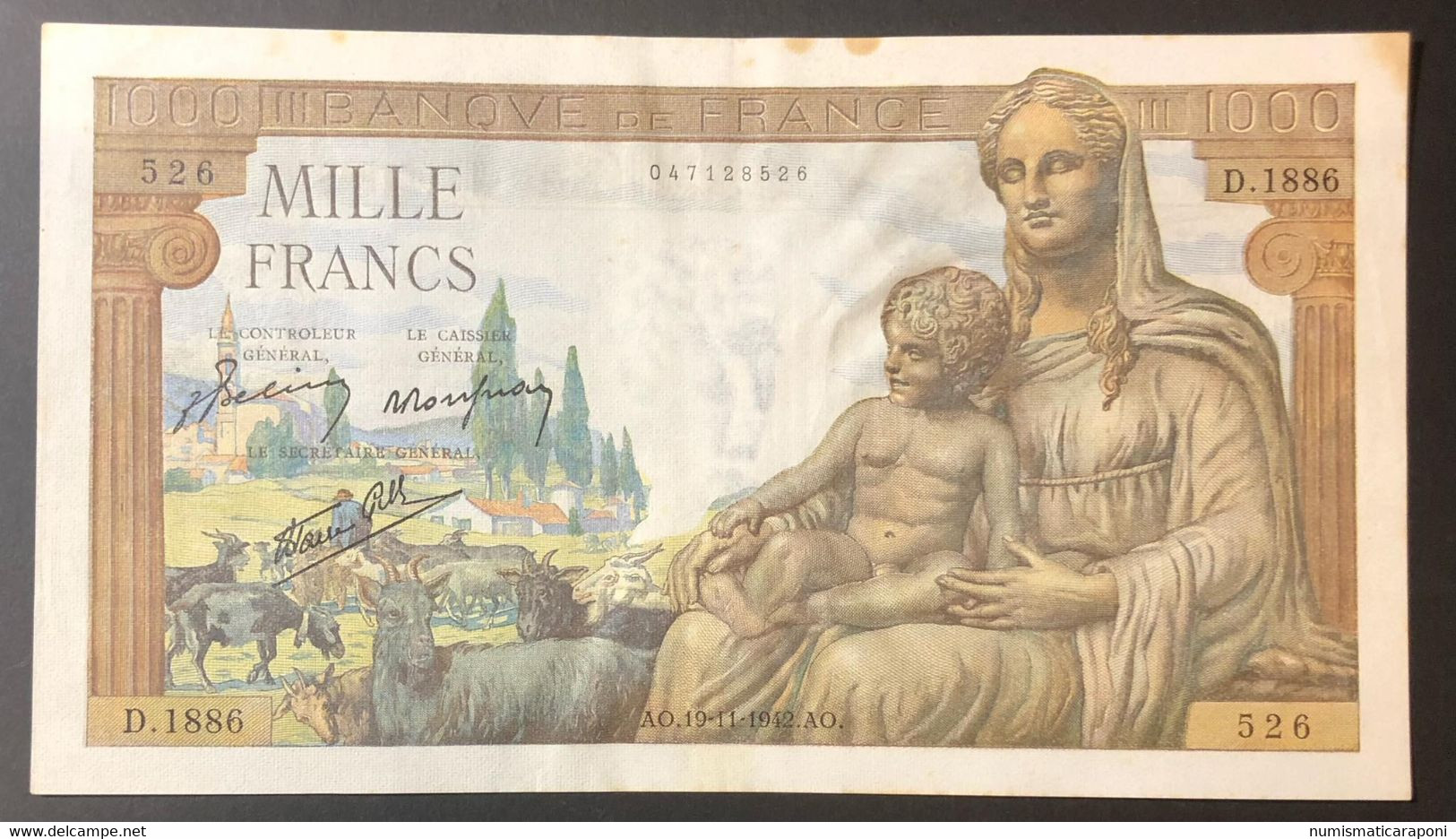 FRANCIA France 1000 Francs  19 11 1942 LOTTO 4109 - 1 000 F 1945-1950 ''Minerve Et Hercule''