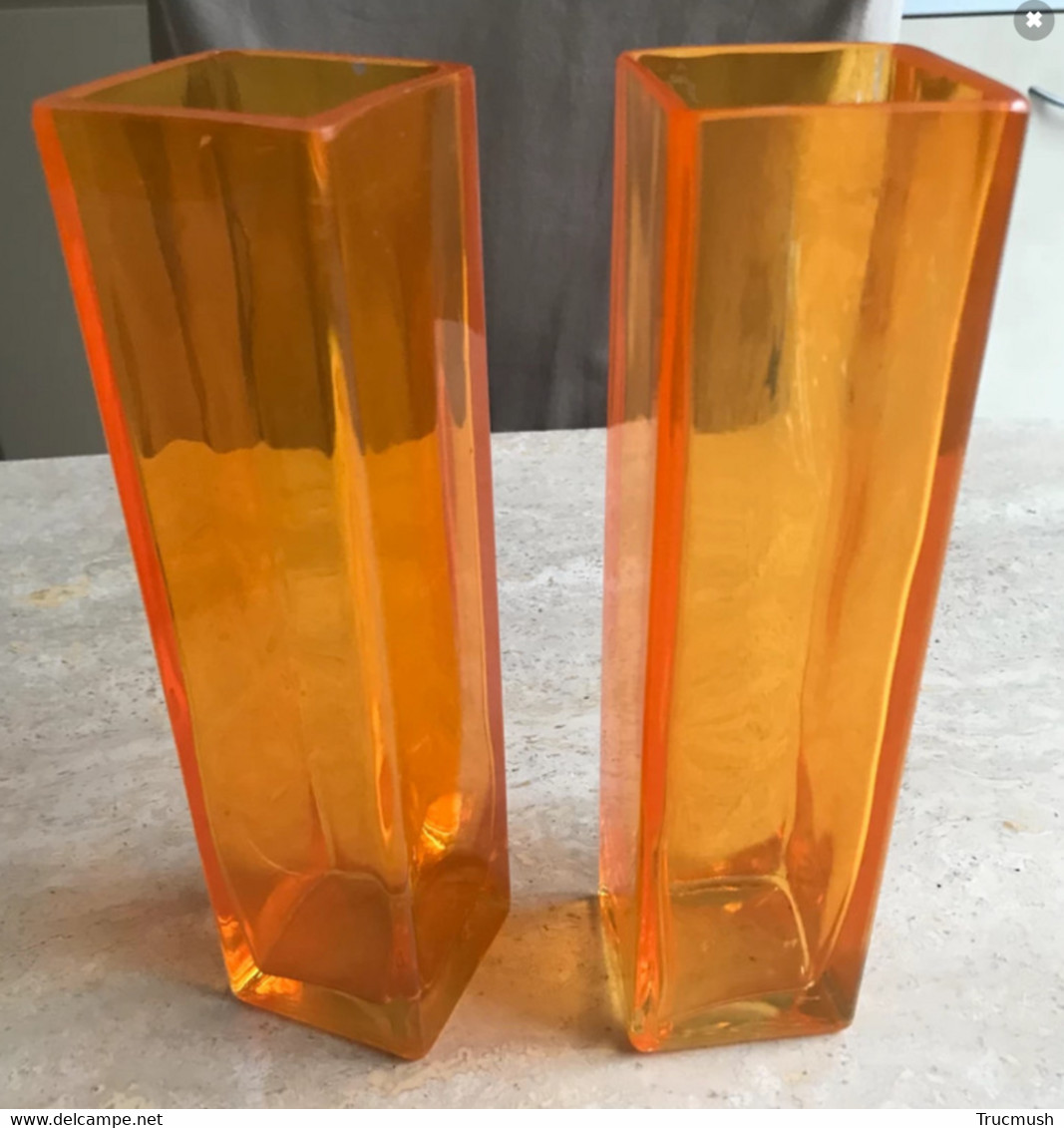 Lot De 2 Vases Soliflore "Ikea" Oranges - Hauteur : 21 Cm - Jarrones